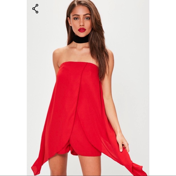 NWT Missguided Red Strapless Romper Dress - Picture 2 of 4